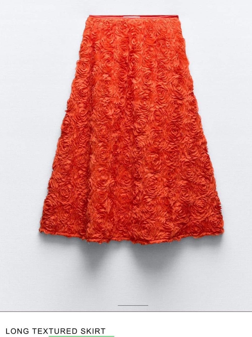 Zara Red Floral Textured A-Line Skirt